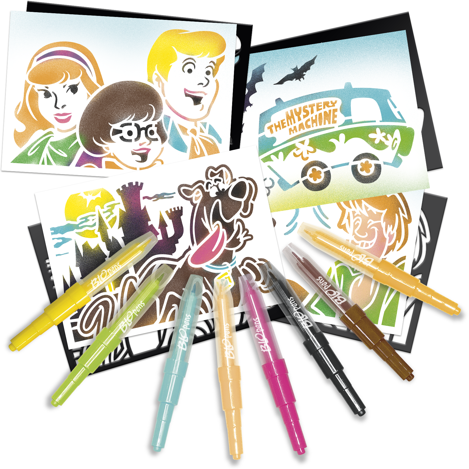 Blopens, dessins, coloriage, feutres, enfants, pochoirs, loisirs créatifs, scooby doo, dessin animé