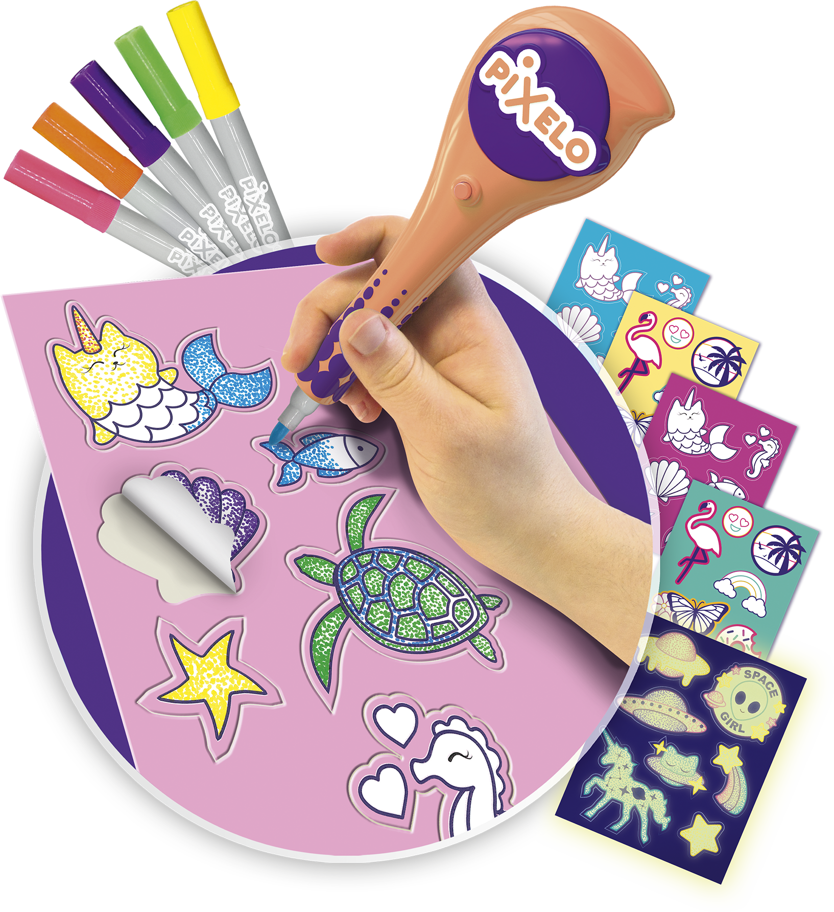 Pixelo stickers autocollants dessin coloriage feutre