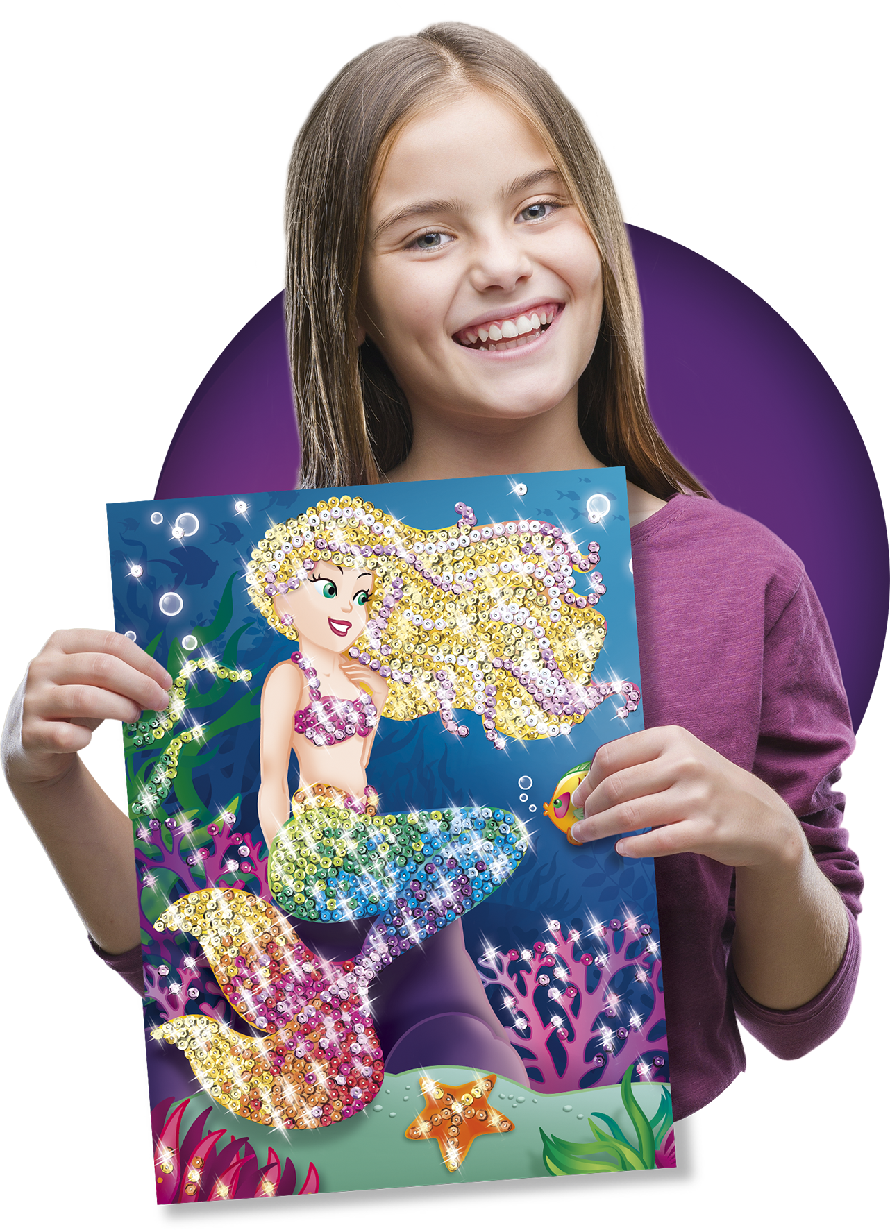 Mille et un sequins, sirène, paillettes, féérique, océan, dauphin, activité créative, calme