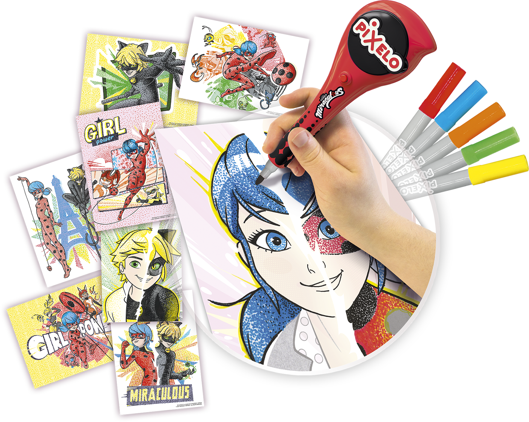 Pixelo, dessins, coloriages, feutre électronique, miraculous, chat noir, ladybug