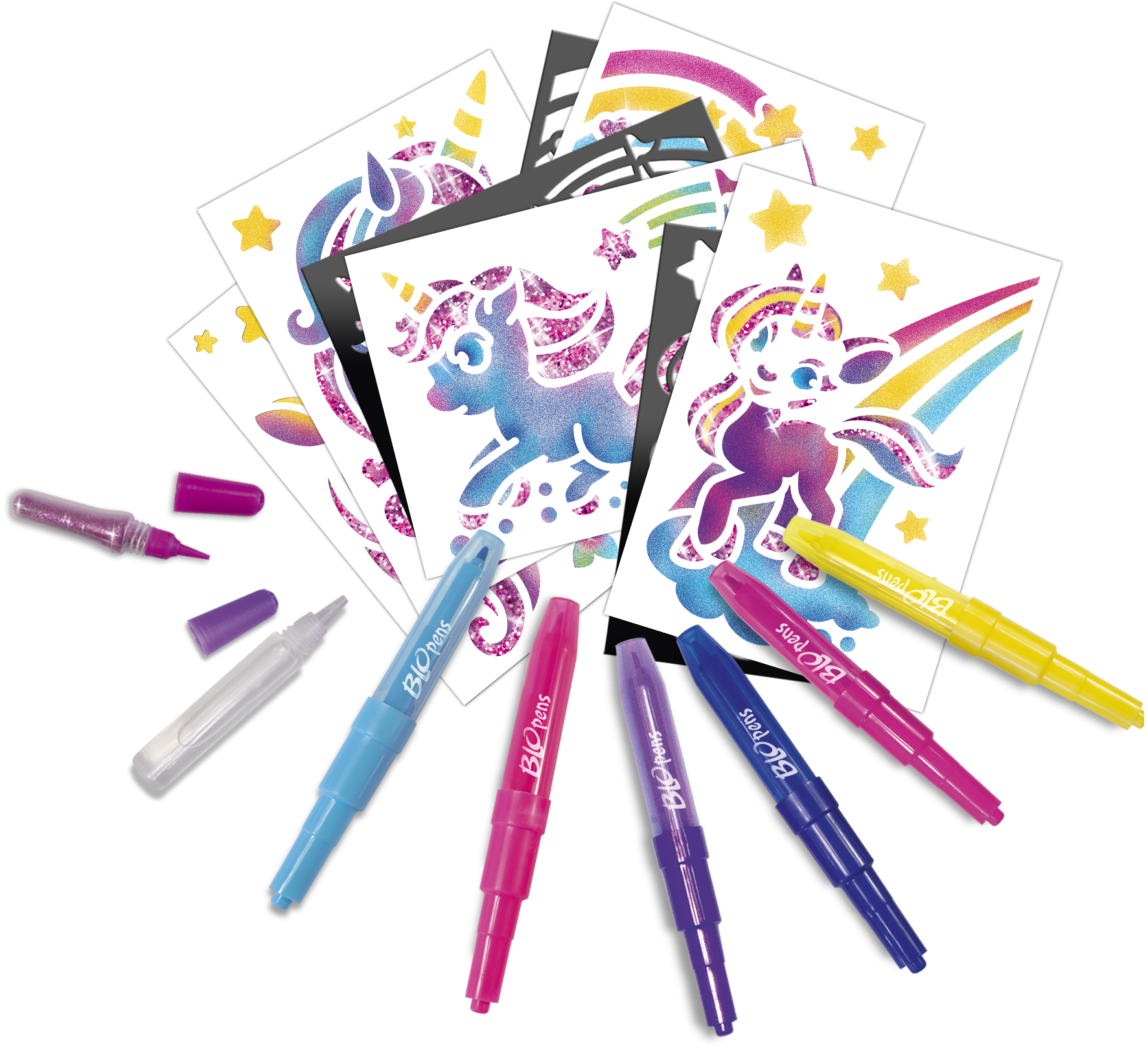 Blopens, licorne, paillettes, dessins, coloriage, feutre