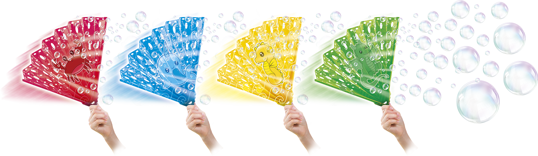 Bulles Party, bulles de savon, éventails