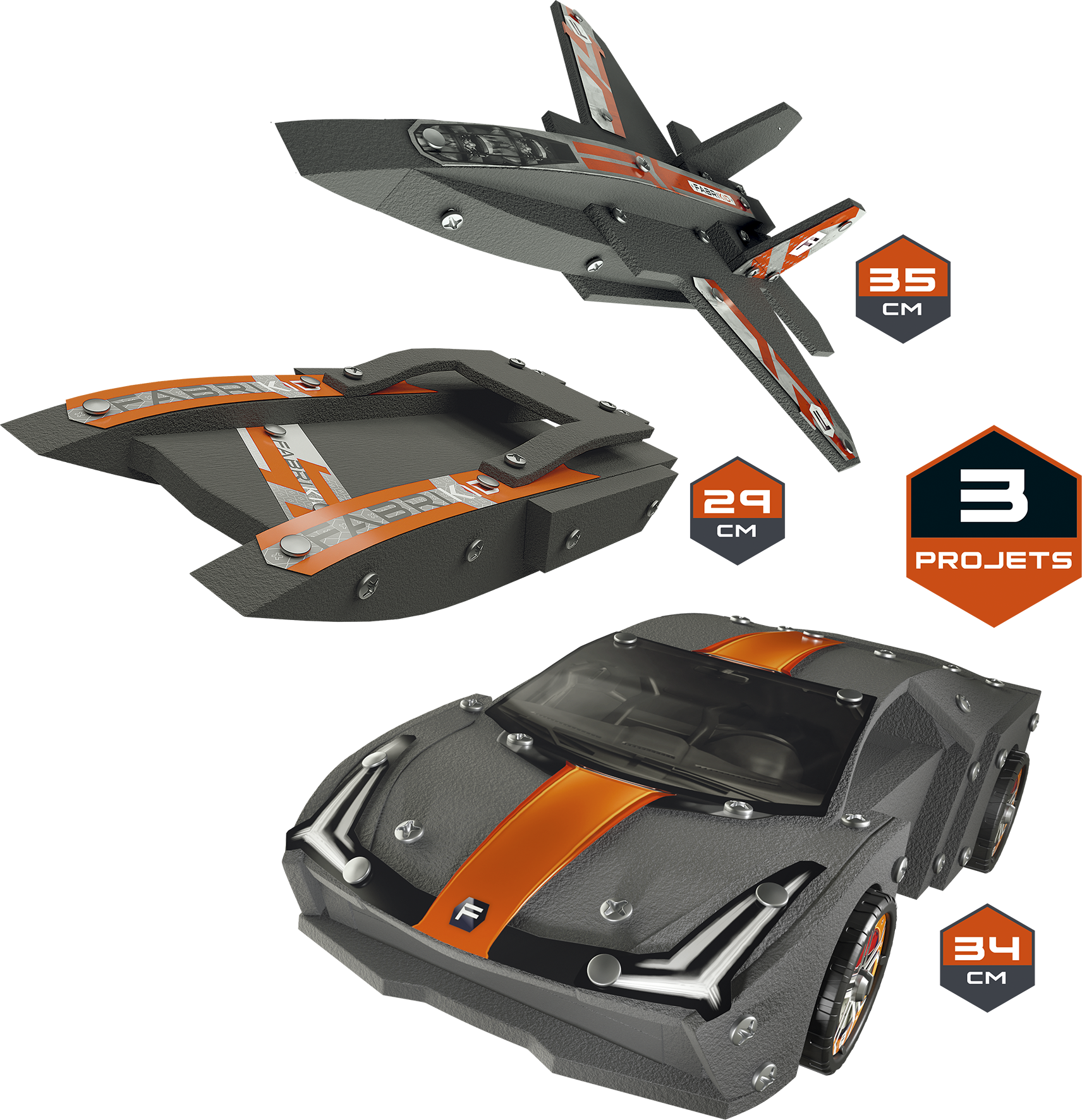 Fabrikid, jouet construction, bricolage, véhicules, avion, bateau, voiture