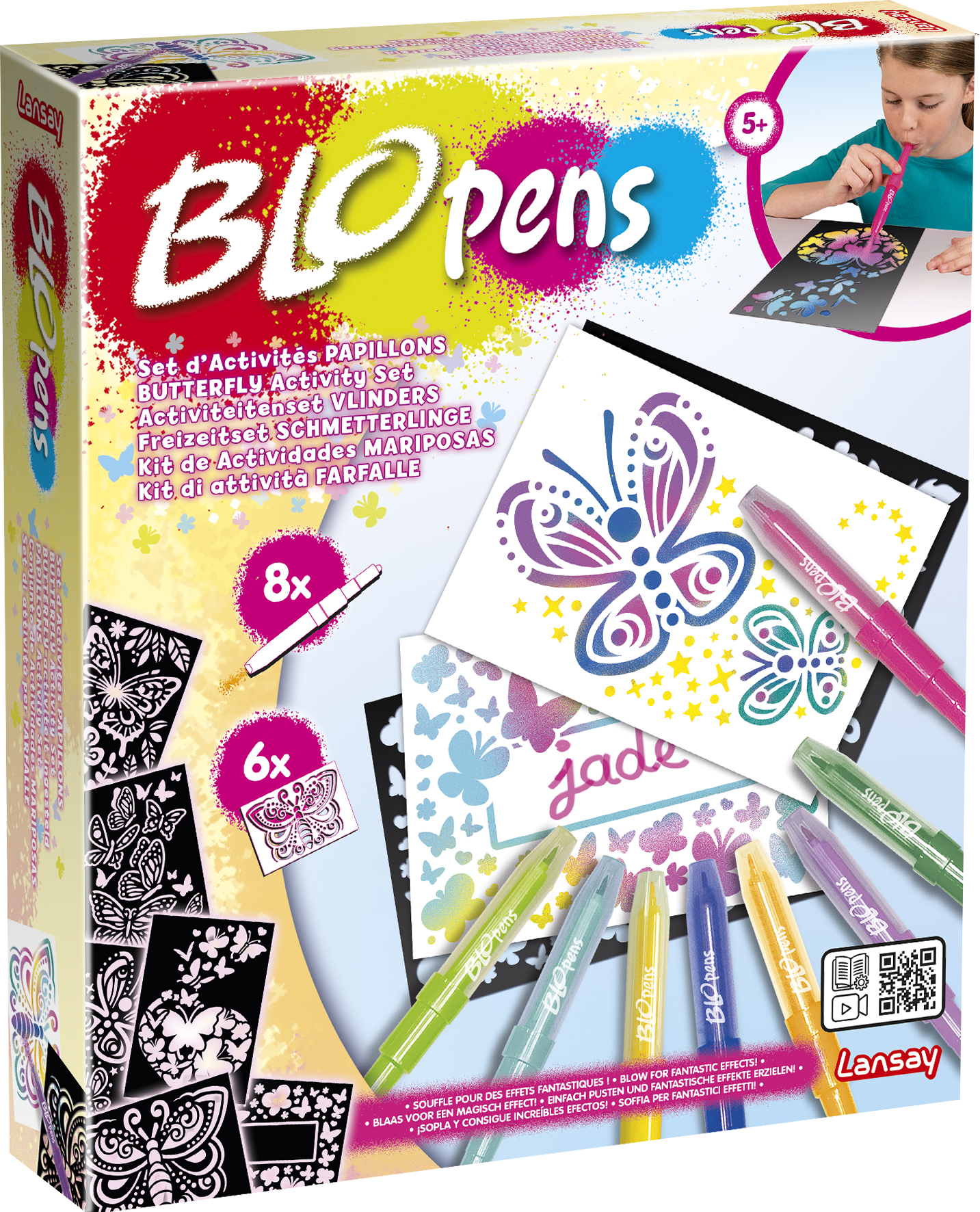 Blopens, dessins, coloriage, feutres, enfants, pochoirs, loisirs créatifs, papillon